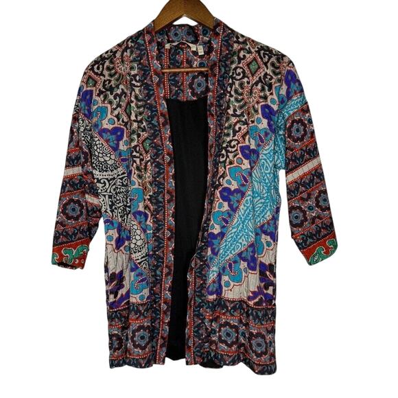 Soft Surroundings PXS Boho Patchwork Open Front Kimono Jacket Artsy Festival - Picture 1 of 8